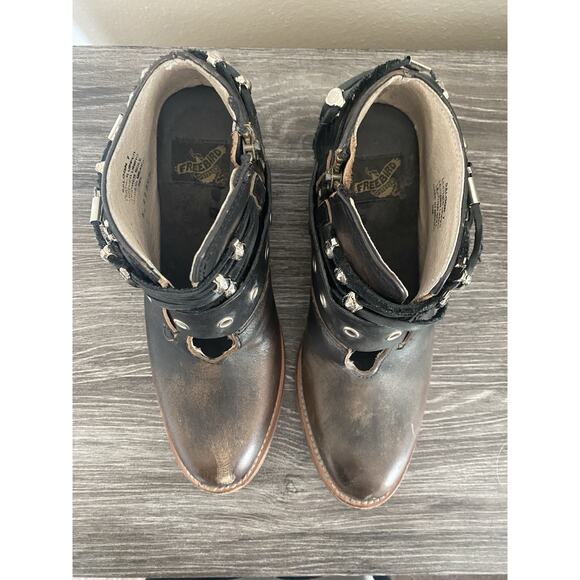 Freebird Steven SALOON Brown Distressed leather Ankle boots Studded Size 7 - Picture 5 of 9